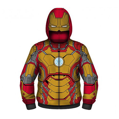 Iron Man 3 Hooded Costume Fleece Zip-Up Hoodie